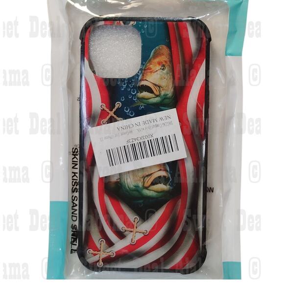 DAIZAG Case Compatible with for iPhone 12/13 (6.1), Red/White w/ Fish Design - Picture 3 of 6